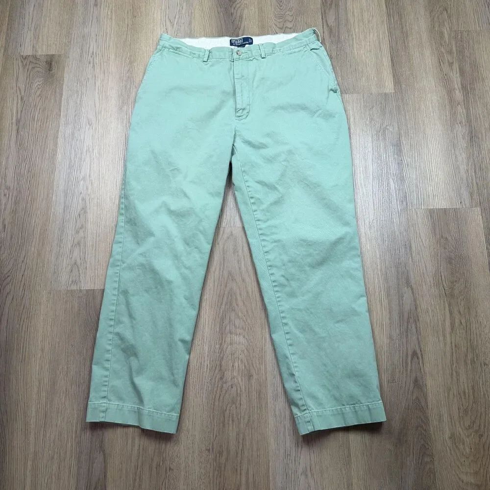 Vintage Polo Ralph Lauren Pants Mens 36x30 Green Classic Chino Casual Cotton